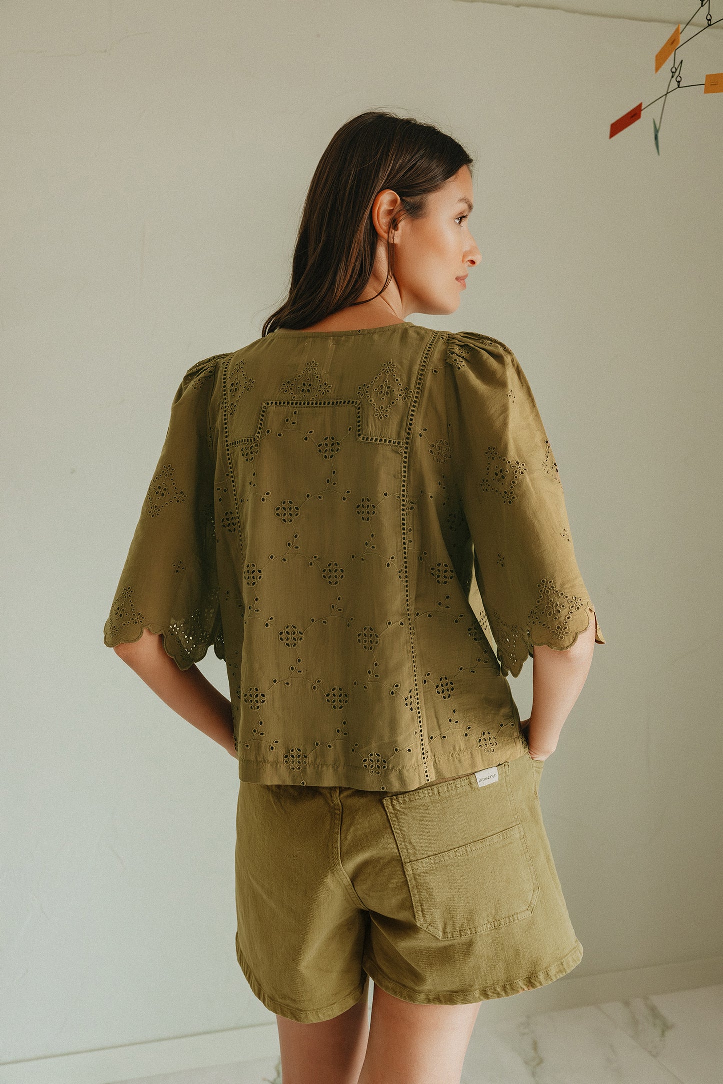 BOXY SHIRT WITH SCHIFFLI EMBROIDERY