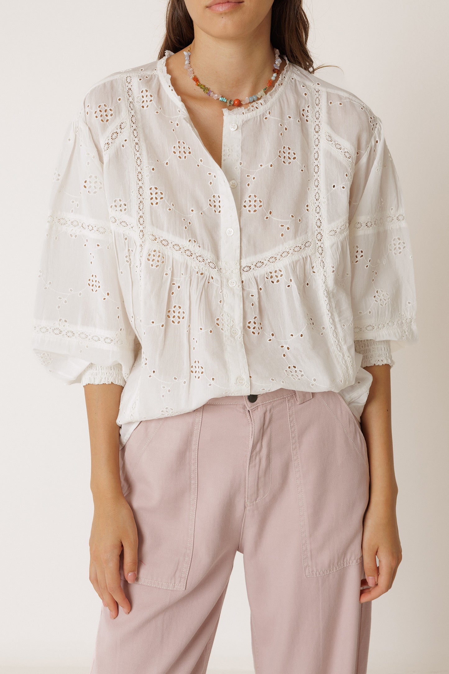 SHIRT WITH SCHIFFLI EMBROIDERY