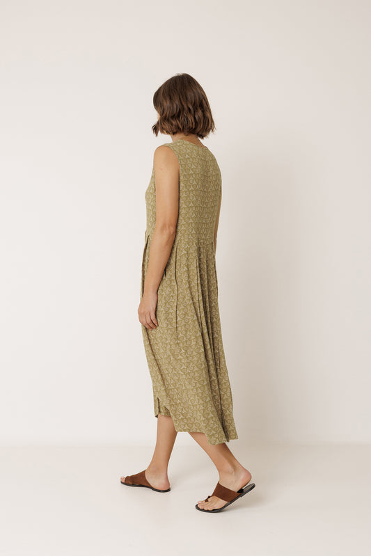 MULTIPOSITION BLOCK-PRINT DRESS 5
