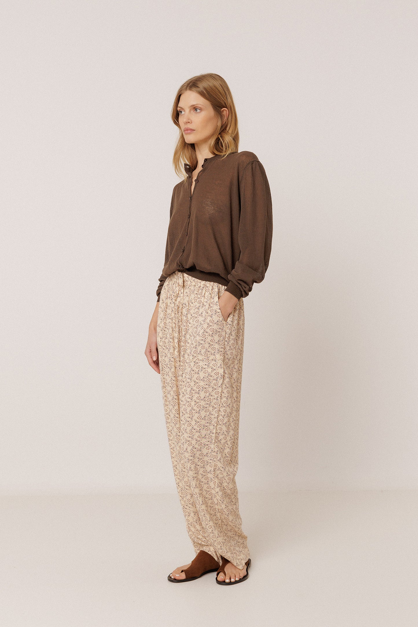 FLOWY BLOCK-PRINT PANT