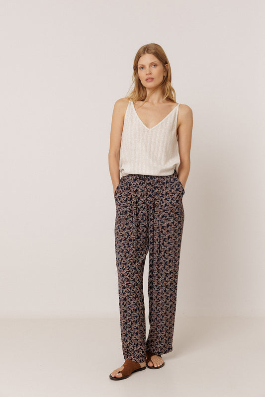 FLOWY BLOCK-PRINT PANT 1