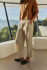 PLEATED PINSTRIPE TROUSER