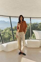 PLEATED PINSTRIPE TROUSER