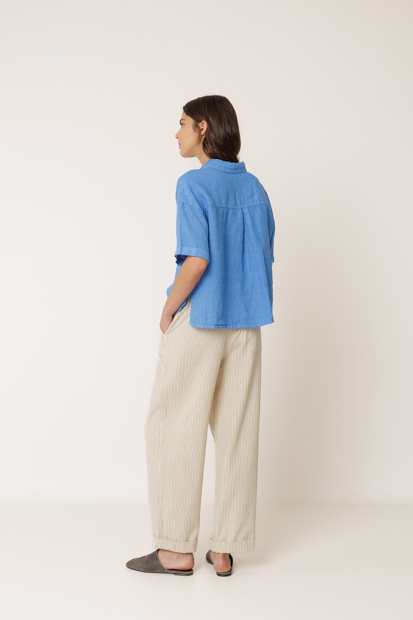 PLEATED PINSTRIPE TROUSER