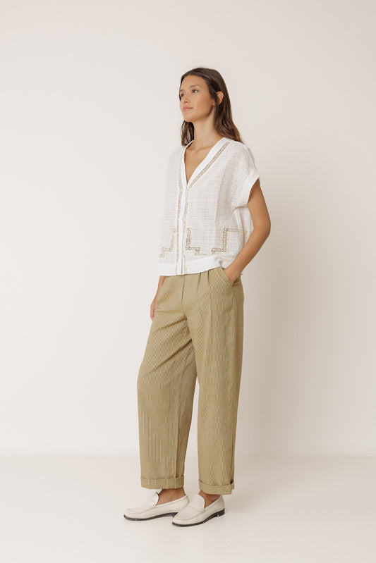 PLEATED PINSTRIPE TROUSER 2