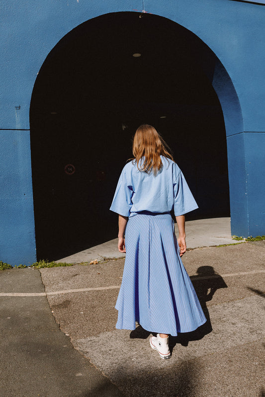 JUPE CAPE À RAYURES EN POPELINE 3