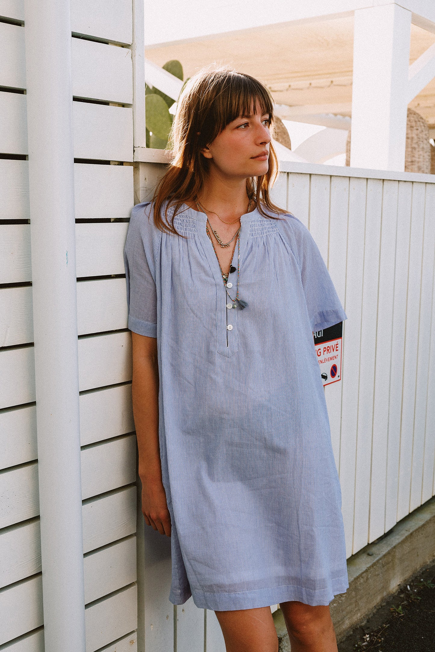 SHORT PINSTRIPED DRESS