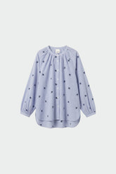 PINSTRIPED COTTON EMBROIDERED SHIRT