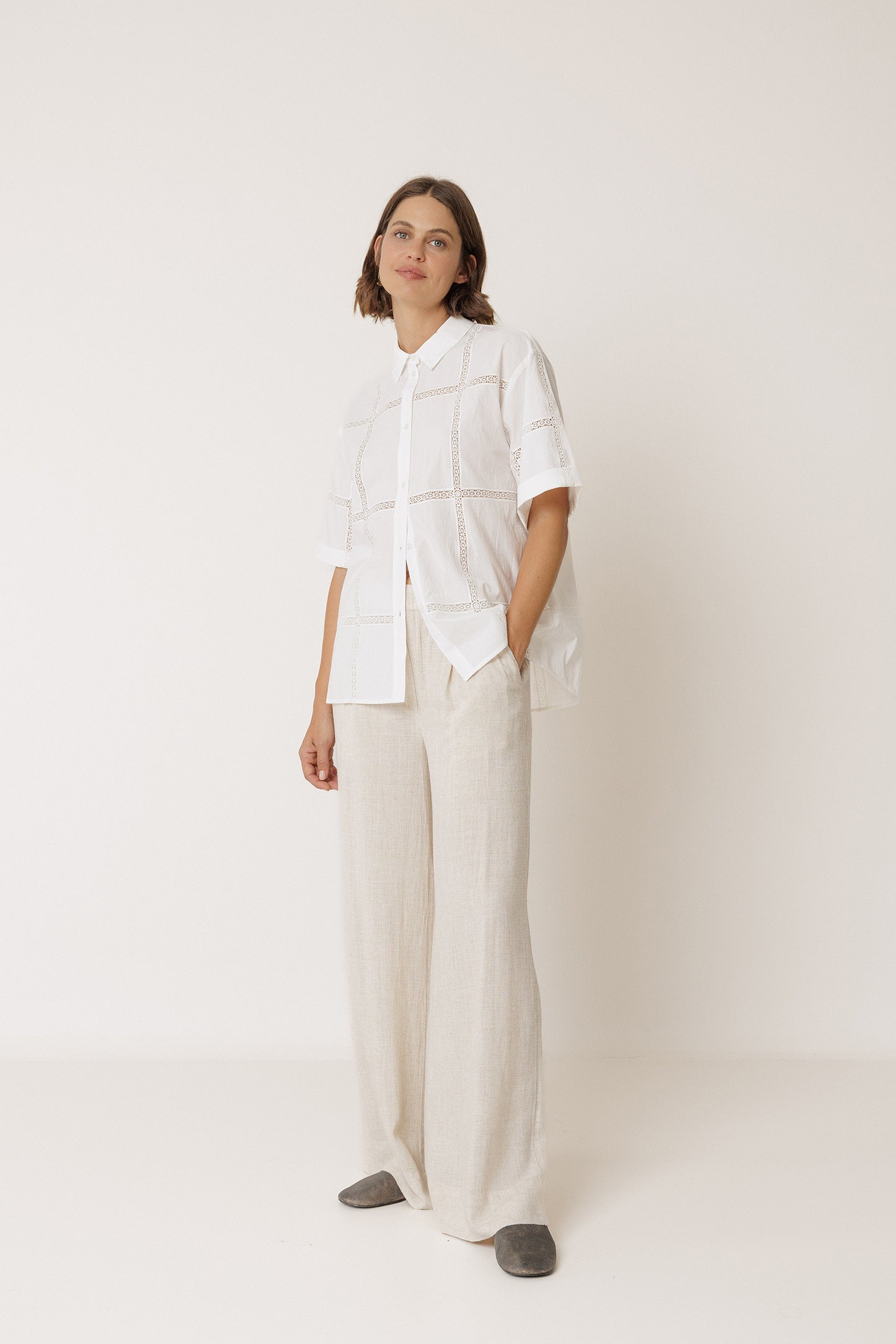 LACE POPLIN SHIRT