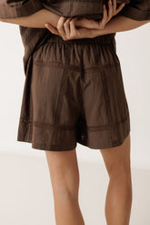 SHORT EN POPELINE ET DENTELLE