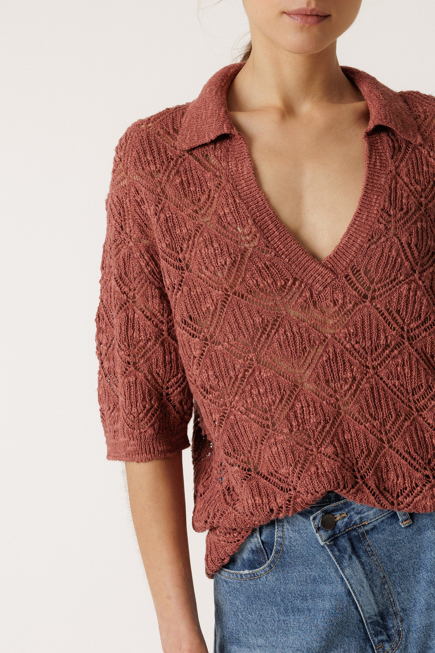 OPEN-KNIT POLO