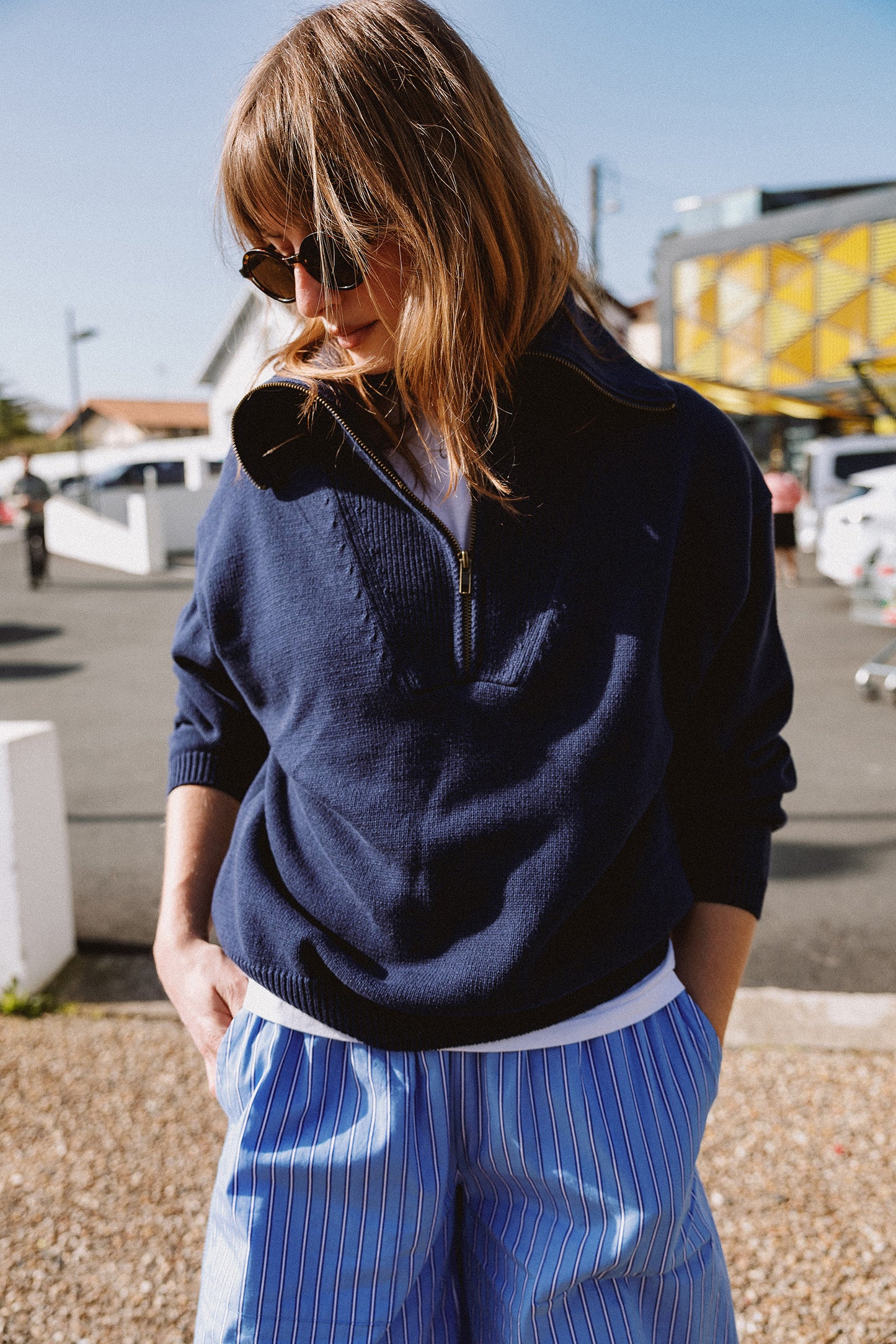 COTTON ZIP-UP SWEATER