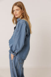 3/4-SLEEVE DENIM SHIRT